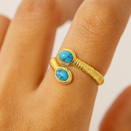 Lea - Stenenringen in malachiet en marmer effect (2 stijlen)