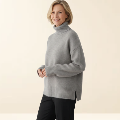 Neva - Warme Kasjmier Trui met een Hoge Kraag