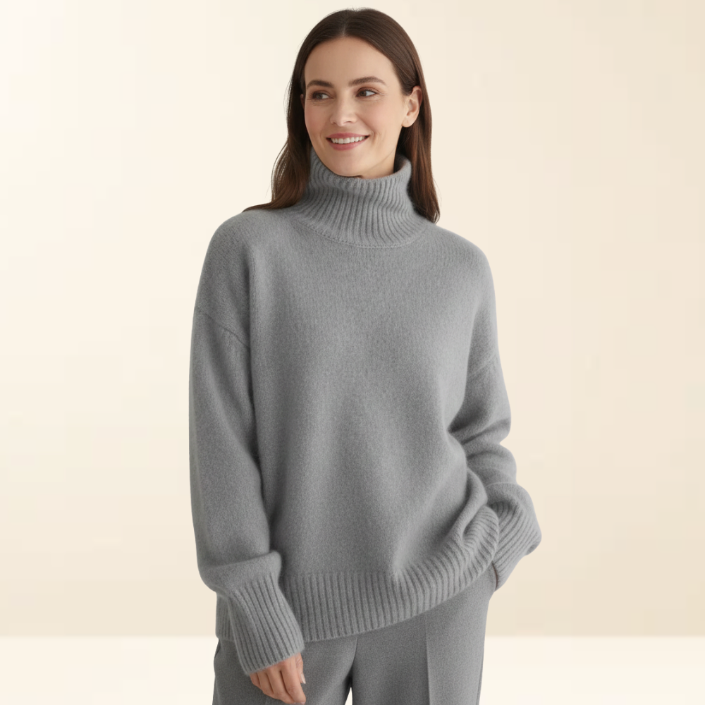 Neva - Warme Kasjmier Trui met een Hoge Kraag