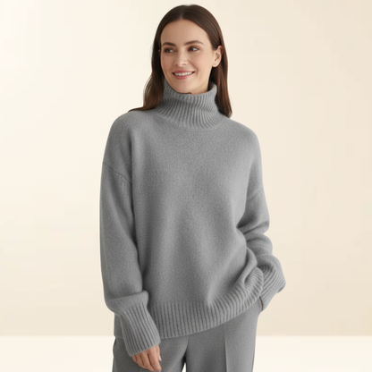 Neva - Warme Kasjmier Trui met een Hoge Kraag