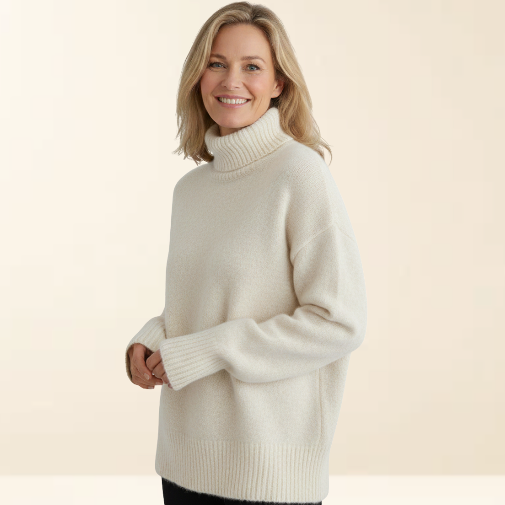 Neva - Warme Kasjmier Trui met een Hoge Kraag