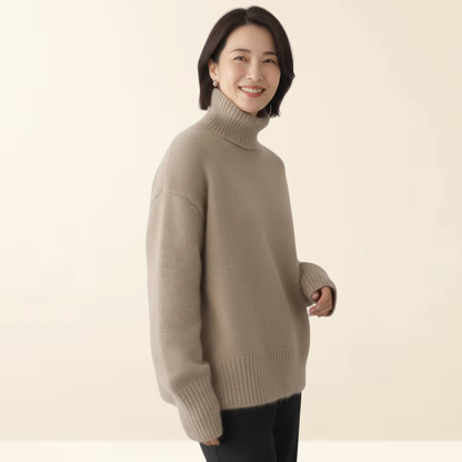 Neva - Warme Kasjmier Trui met een Hoge Kraag