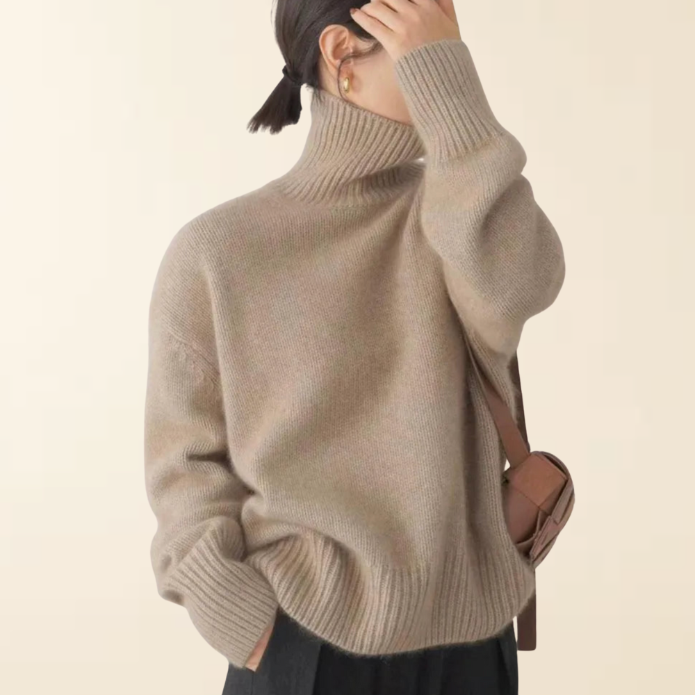 Neva - Warme Kasjmier Trui met een Hoge Kraag