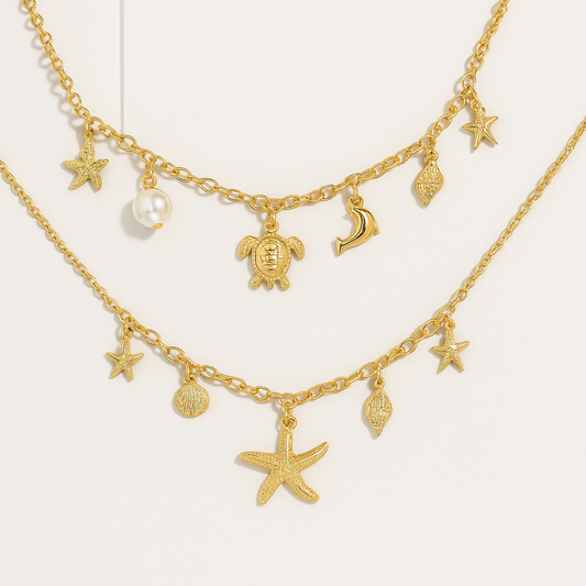 Sea Charm Collectie - Zomerse kettingen met strandbedels (2 stijlen)