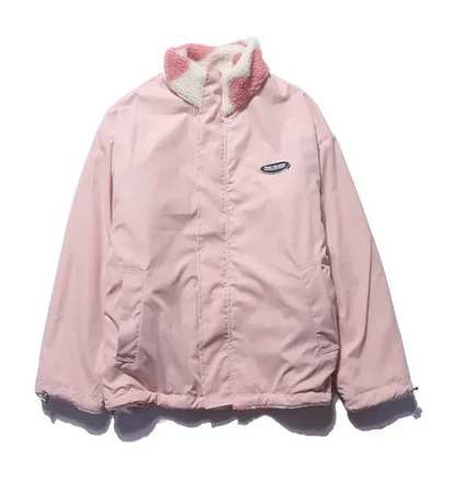 Liva – Zachte Omkeerbare Teddy Jas met Hartjes (2-in-1 Look)