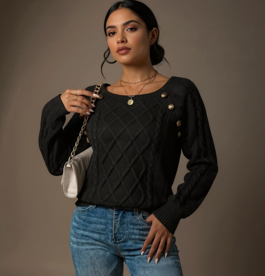 Mea - Elegante Trui met Knoopdetails