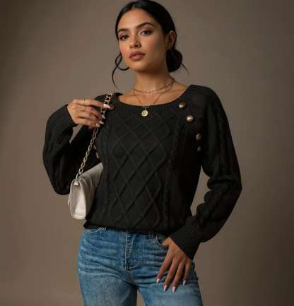 Mea - Elegante Trui met Knoopdetails