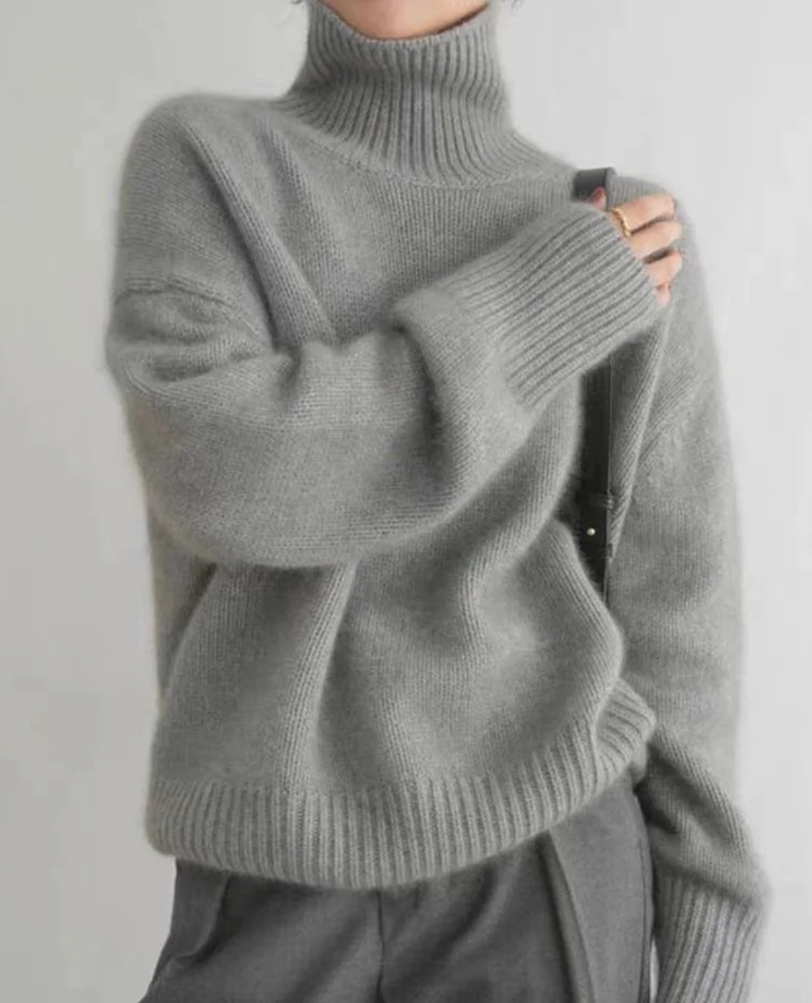 Neva - Warme Kasjmier Trui met een Hoge Kraag