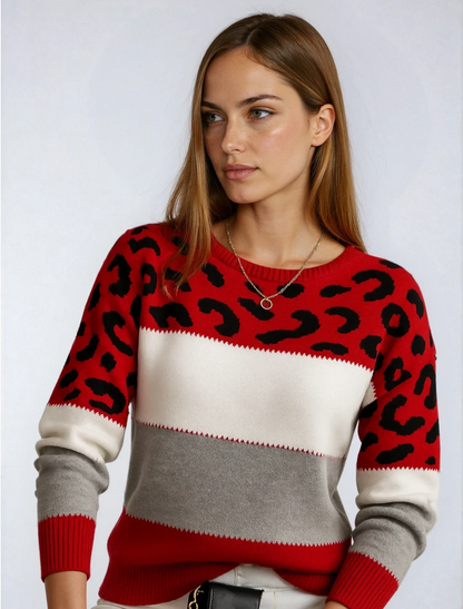 Zoë - Elegante en Comfortable Trui met Luipaardmotief